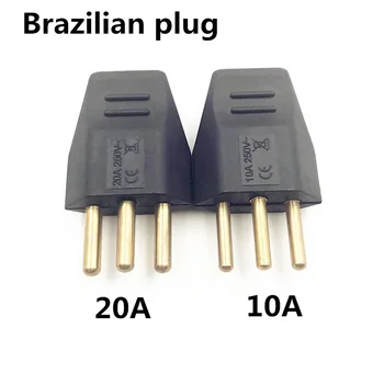 Черен подвижен адаптер за свързване на проводници бразилски мъжки стандартен 3 сондата промишлен захранващ кабел за машини, изход 250 В 10A/ 20A
