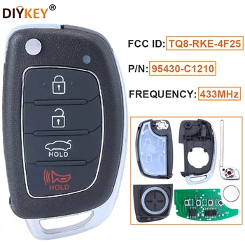 DIYKEY FCC: TQ8-RKE-4F25 433 Mhz 4B Флип дистанционно Управление на Автомобилния Ключодържател 4D60 Чип за Hyundai Sonata 2017 2018 2019 P/N: 95430-C1210