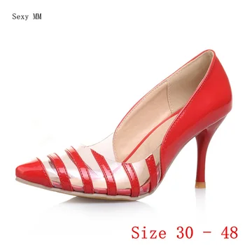 Дамски обувки на висок ток 8 см, обувки-лодка с високи токчета, дамски официални сватбени обувки на висок ток, по-големи размери 30, 31, 32-45, 46, 47, 48