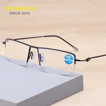 BLMUSA Ультралегкие Мъжки Бизнес Очила За Четене Прогресивно Мультифокальные Анти-Сини Леки Очила За Четене за Мъже Възрастните очила