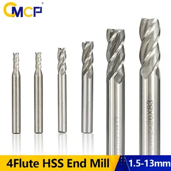 CMCP HSS Fresa 4 Флейта Бележка Fresa 1,5-13 мм за металообработващи машини с CNC Фрезови Инструменти Рутер Битов Метален Нож Алуминиев Фреза Бита