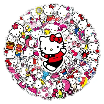 Sanrio Карикатура Аниме Kawaii Hello Kitty Стикери за Лаптоп Куфар Канцеларски Водоустойчиви Етикети Албум Графити Детски Играчки, Подаръци